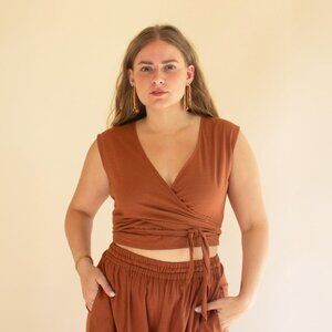 Women's Reversible Wrap Crop Top Blouse